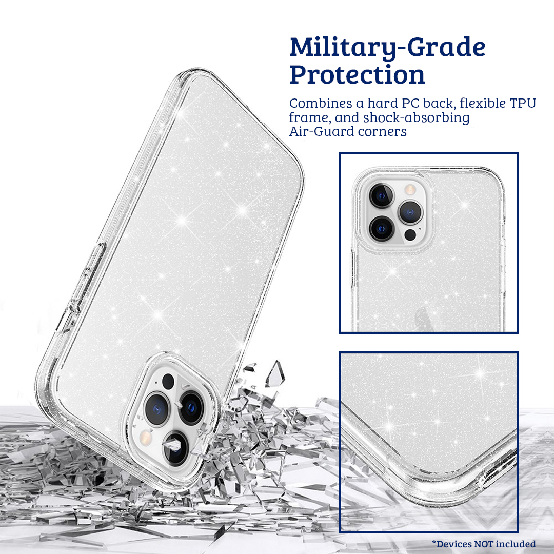 iPhone 13 Pro Compatible Case Cover With Ultimate Glitter Shockproof Protection - Transparent