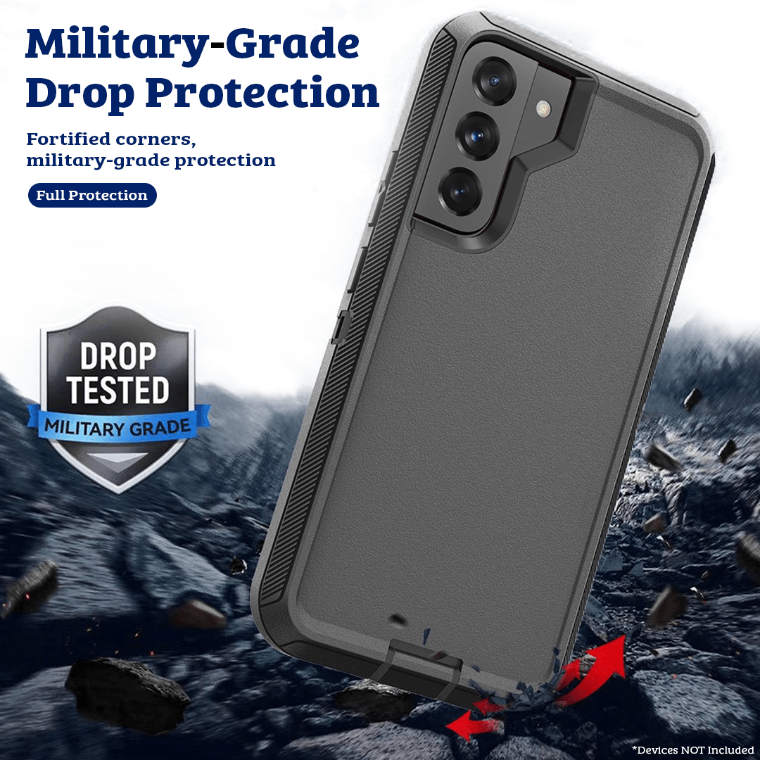 Samsung Galaxy S24 Compatible Case Cover With Shockproof Robot Armor Hard Plastic And Belt Clip - Navy