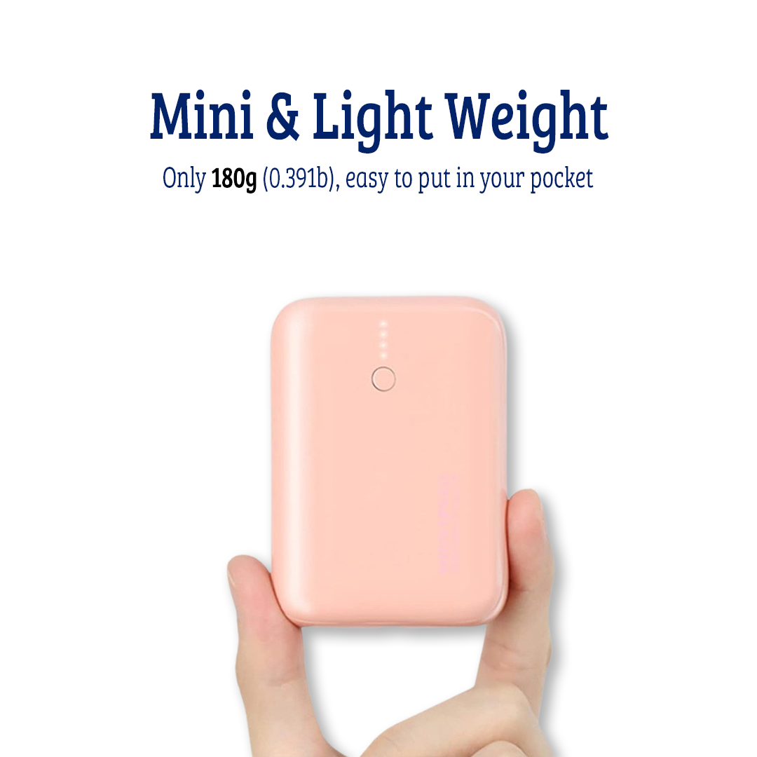 Cute Mini Portable Charger Power Bank Of 10000mAh 22.5W - Pink
