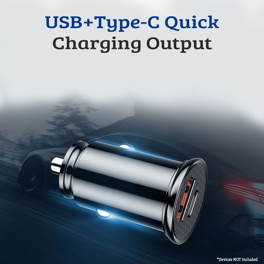 A+C 30W PPS Car Charger - Sleek Black Design for Dual Fast Charging Convenience