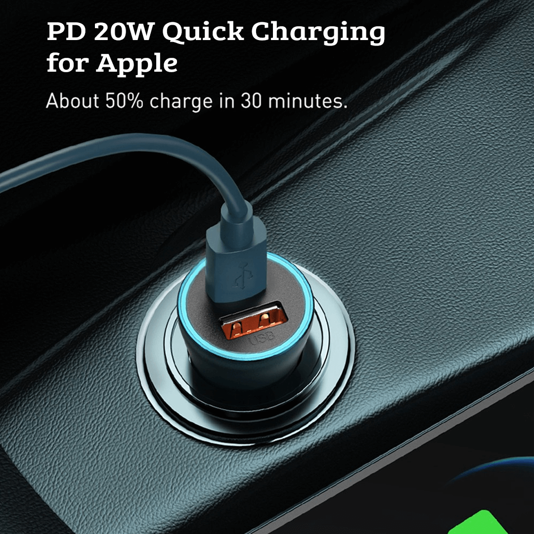 A+A 30W Dual QC3.0 Quick Car Charger - Black Beauty for Effortless, High-Speed Charging on the Move