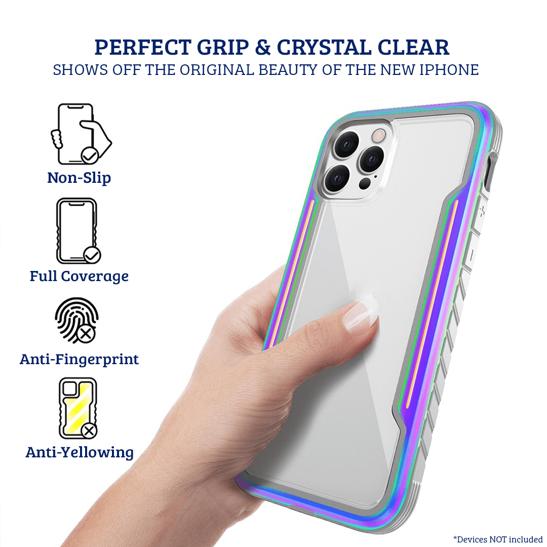 iPhone 12 Pro Max Compatible Case Cover With Premium Shield Shockproof Heavy Duty Armor -Iridescent