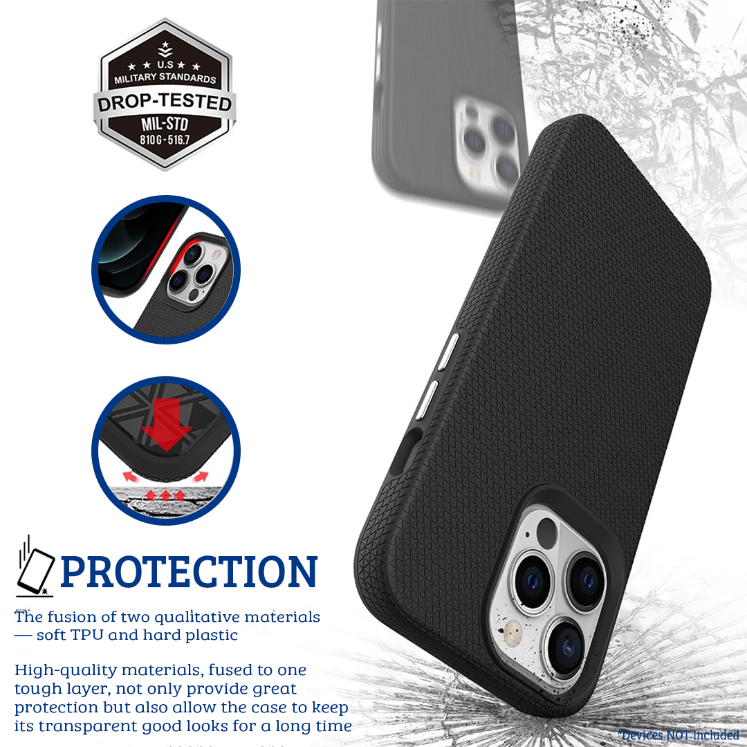 iPhone 13 Compatible Shockproof Hardy Case Cover - Black