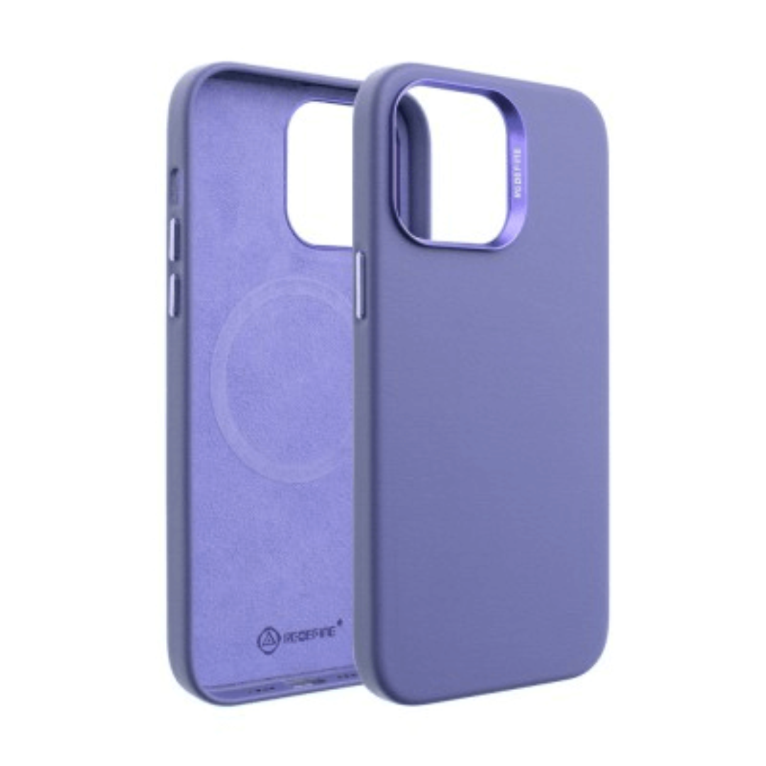   iPhone 14 Compatible Case Cover With Metal Camera Lens PU Leather And Compatible With MagSafe Technology - Purple