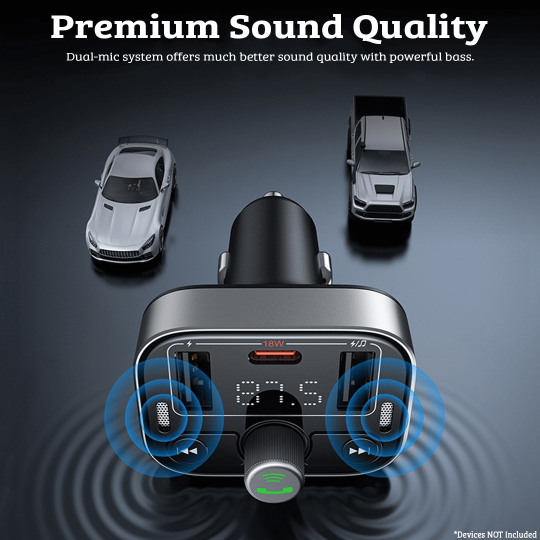 Car FM Transmitter: Streamlined Connectivity and Versatile Charging Hub