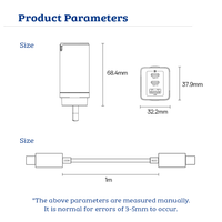 Thumbnail for 65W Fast Charger with 2 USB-C Ports, 1 USB Port - Moon White