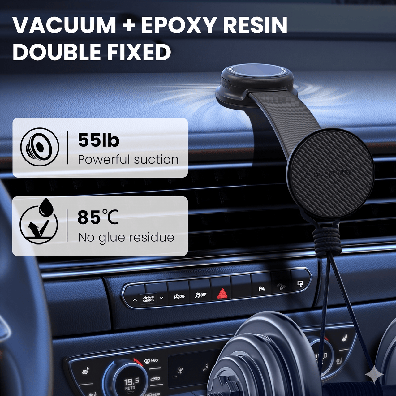 Qi2 Wireless Charging Car Mount Black — 15W MagSafe Magnetic, Metal Arm, Air Vent Phone Holder | Australian Stock