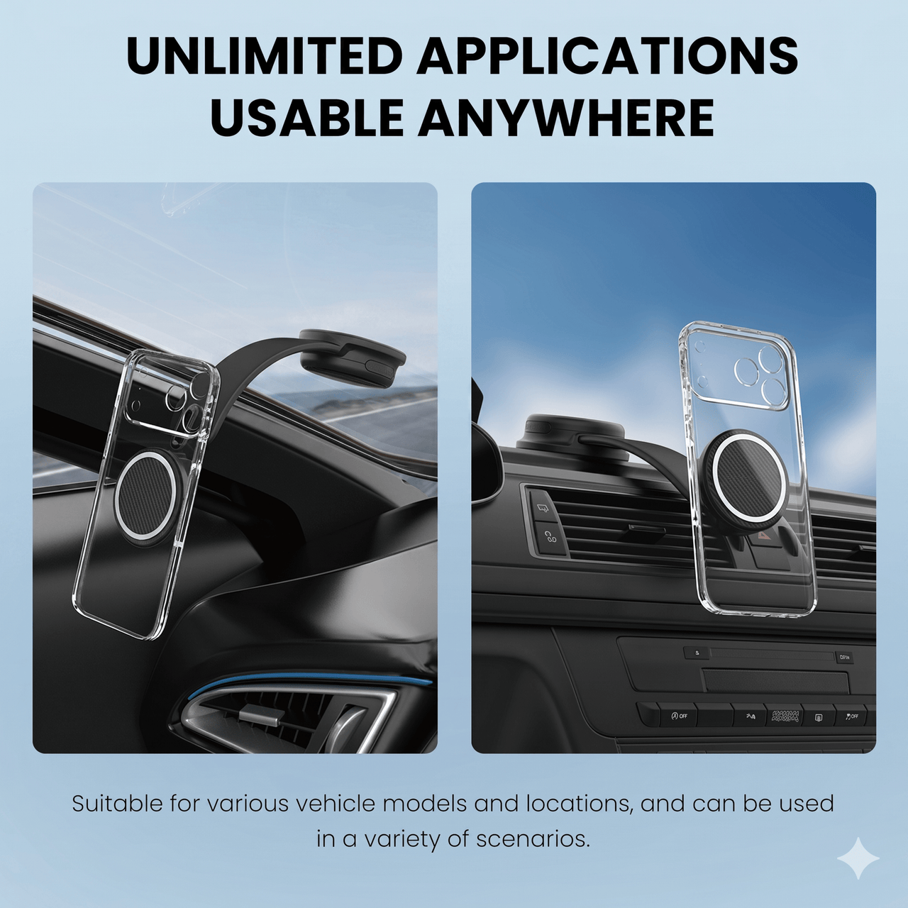 Qi2 Wireless Charging Car Mount Black — 15W MagSafe Magnetic, Metal Arm, Air Vent Phone Holder | Australian Stock