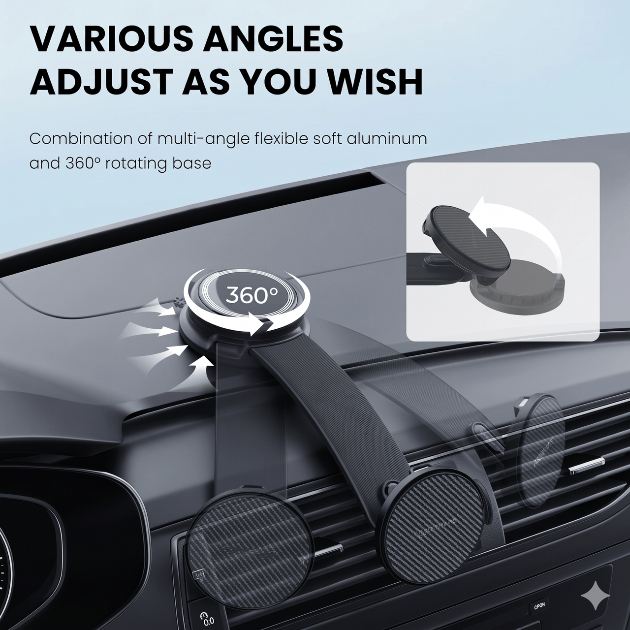 Qi2 Wireless Charging Car Mount Black — 15W MagSafe Magnetic, Metal Arm, Air Vent Phone Holder | Australian Stock