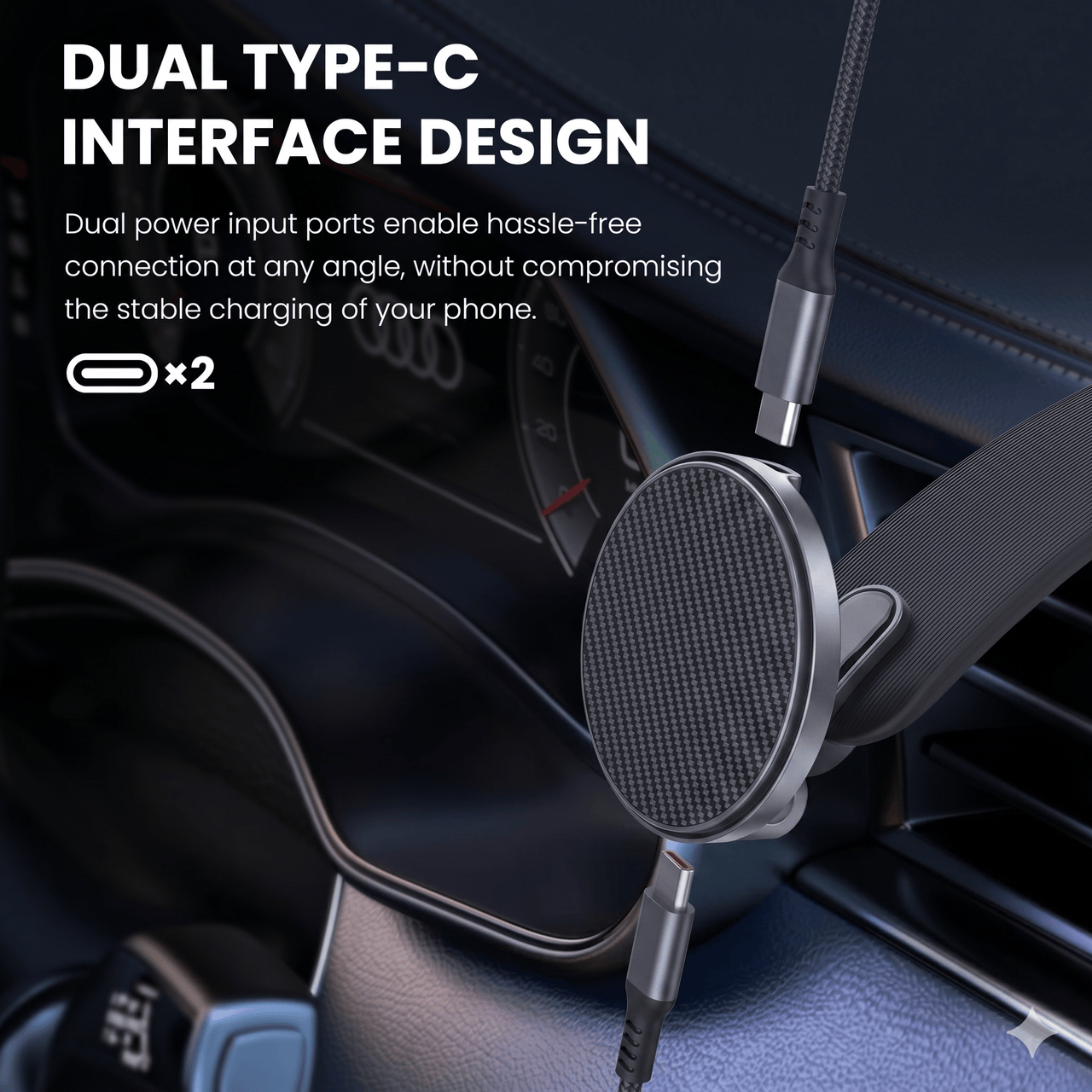 Qi2 Wireless Charging Car Mount Black — 15W MagSafe Magnetic, Metal Arm, Air Vent Phone Holder | Australian Stock