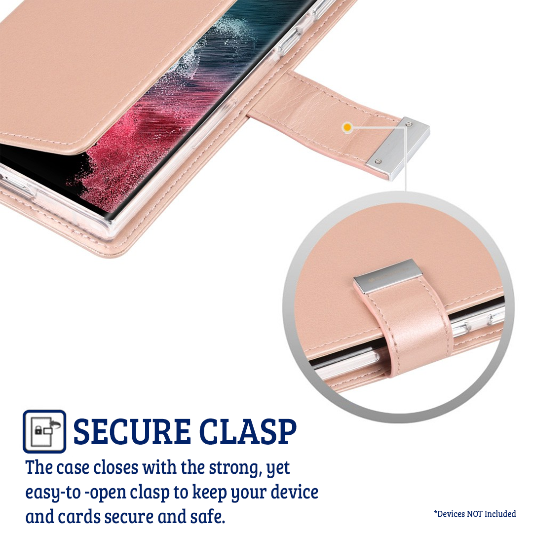 Samsung Galaxy S23 Compatible Case Cover With Rich Diary - Rose Gold