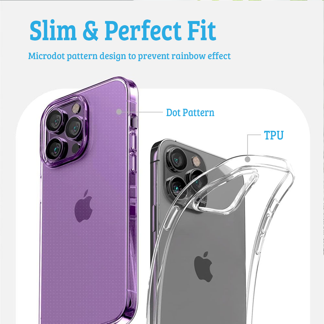 iPhone 15 Plus Slim Transparent Jelly Case Cover: Lightweight, Non-Slip, Tough Build, Wireless Charging Compatible