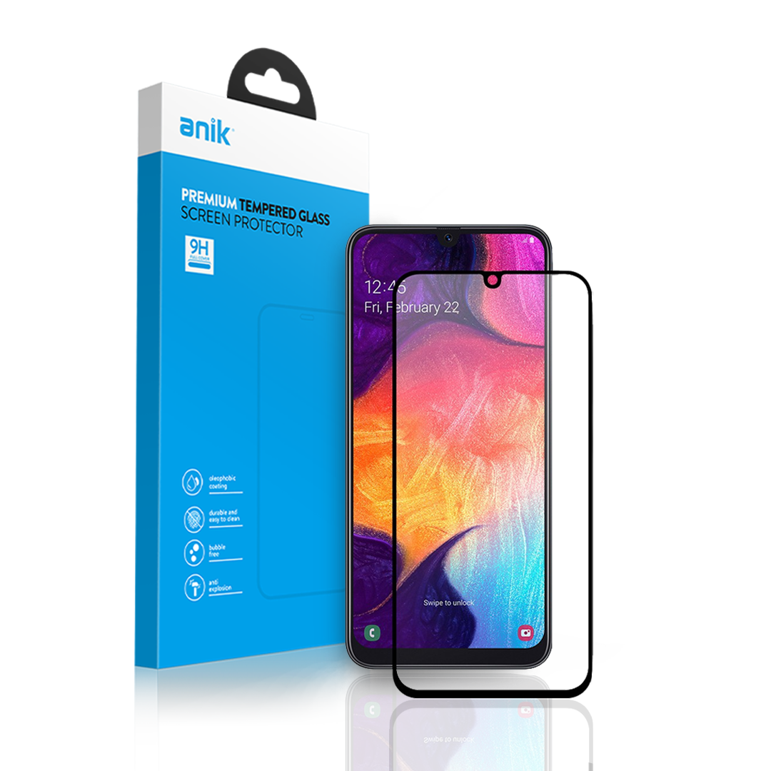 Samsung Galaxy A20 Compatible Full Faced Tempered Glass Screen Protector Of Anik With Premium Full Edge Coverage High-Quality