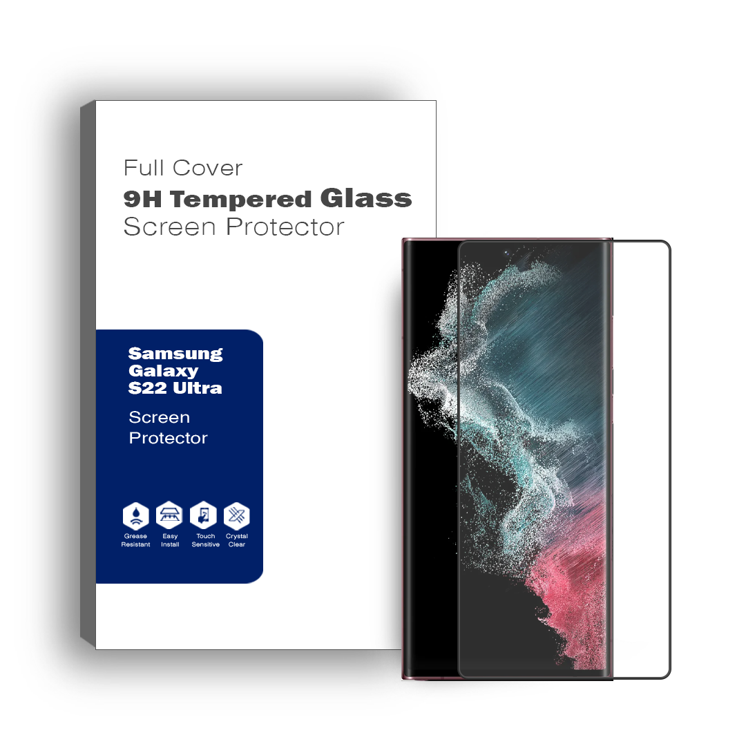 Premium 5D Full Coverage Tempered Glass Screen Protector - Compatible with Samsung Galaxy S22 Ultra