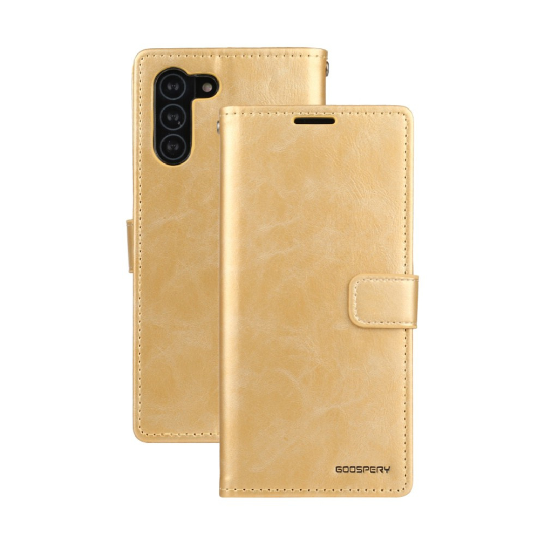 Samsung Galaxy S21 Compatible Case Cover With Blue Moon Diary - Gold