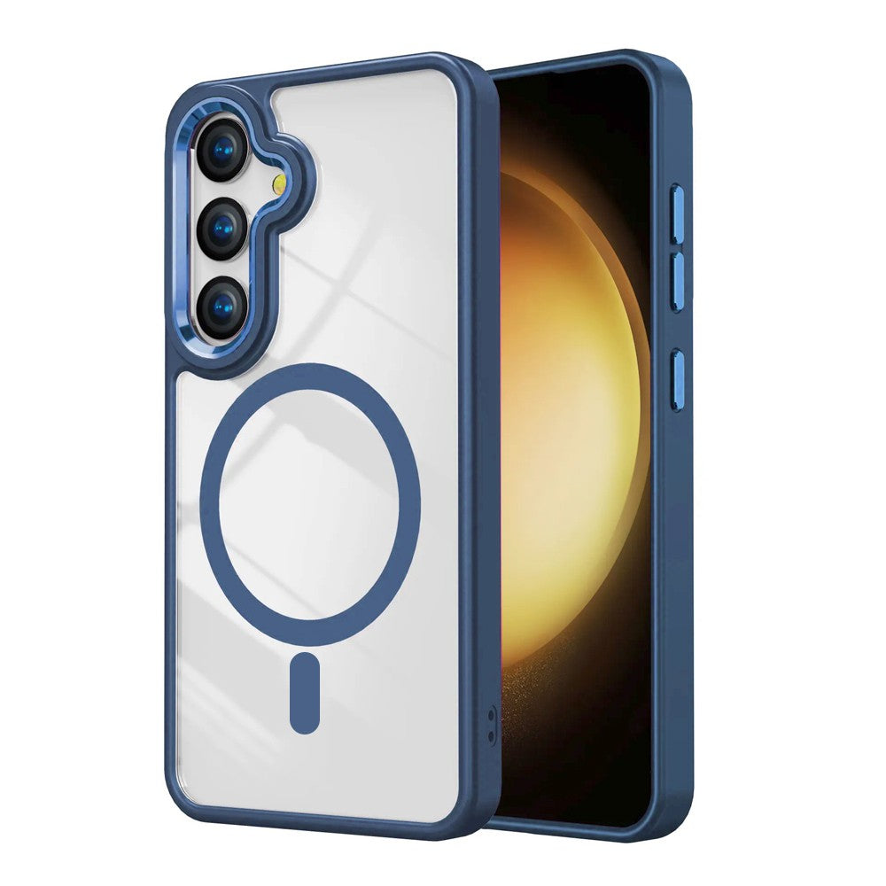 Samsung Galaxy S25 Ultra Case Cover - Non-Slippery, Clear & Hard, Shock & Scratch Protection With Rear Camera Lens Guard & MagSafe Compatibility - Blue