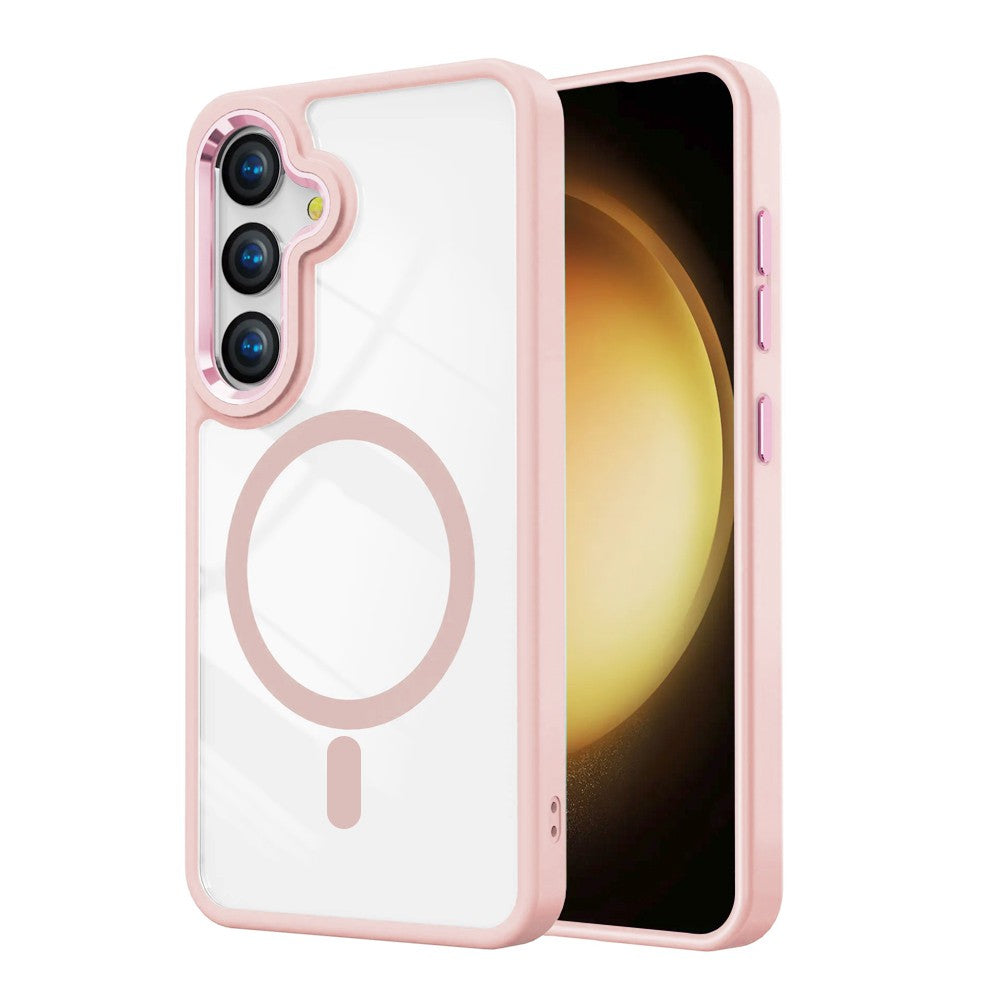 Samsung Galaxy S25 Ultra Case Cover - Non-Slippery, Clear & Hard, Shock & Scratch Protection With Rear Camera Lens Guard & MagSafe Compatibility - Pink