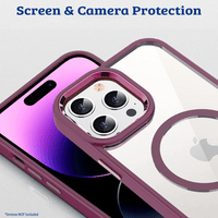 Thumbnail for iPhone 15 Pro Max Case Cover - Non-Slippery, Clear & Hard, Shock & Scratch Protection With Rear Camera Lens Guard & MagSafe Compatibility - Wine