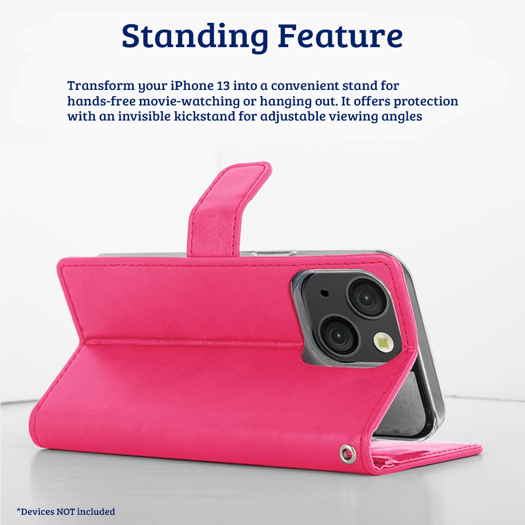 iPhone 15 Compatible Case Cover With Bluemoon Diary - Hot Pink