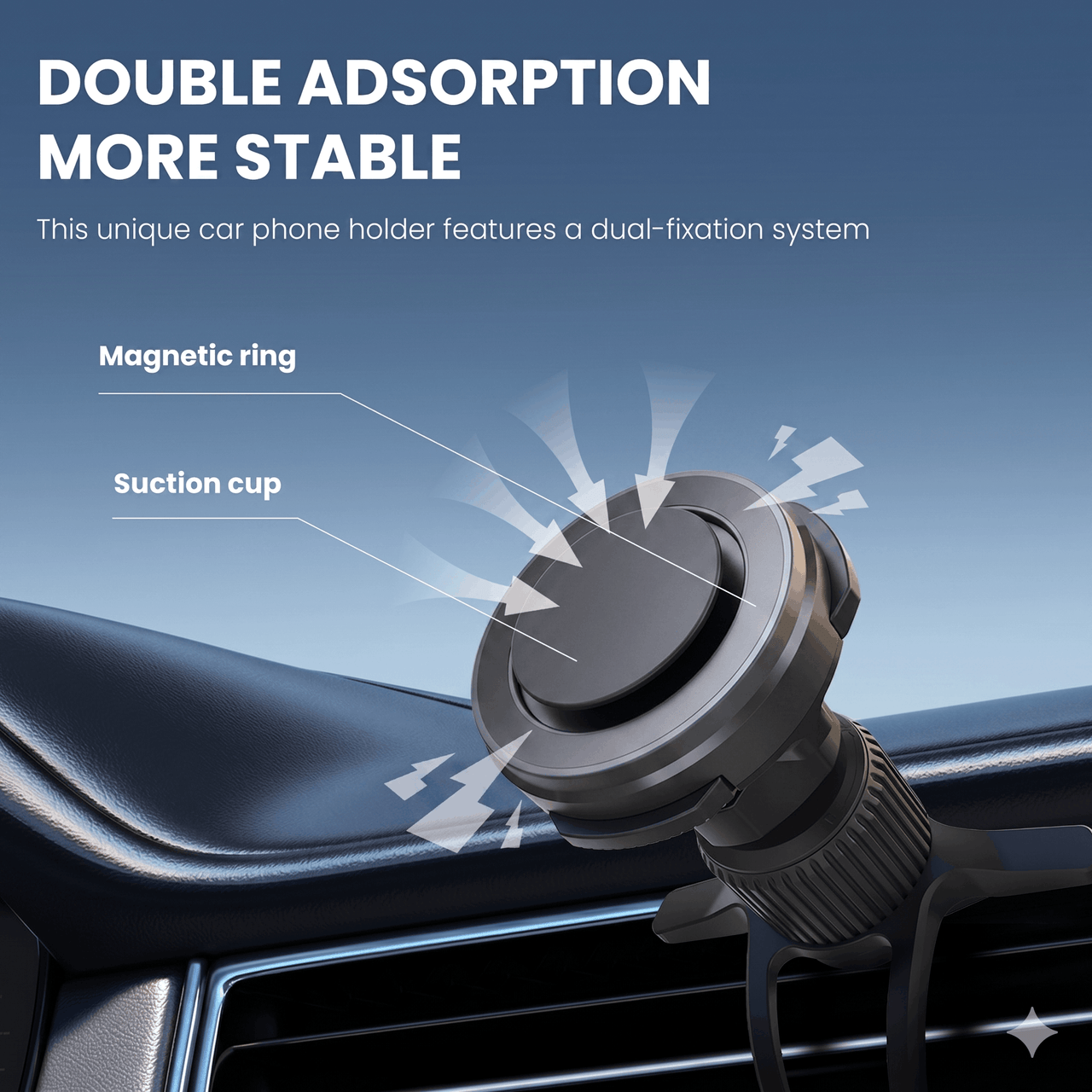 Magnetic Suction Cup Car Phone Mount Black — Windscreen & Dashboard Holder, Heavy-Duty Hold | Australian Stock