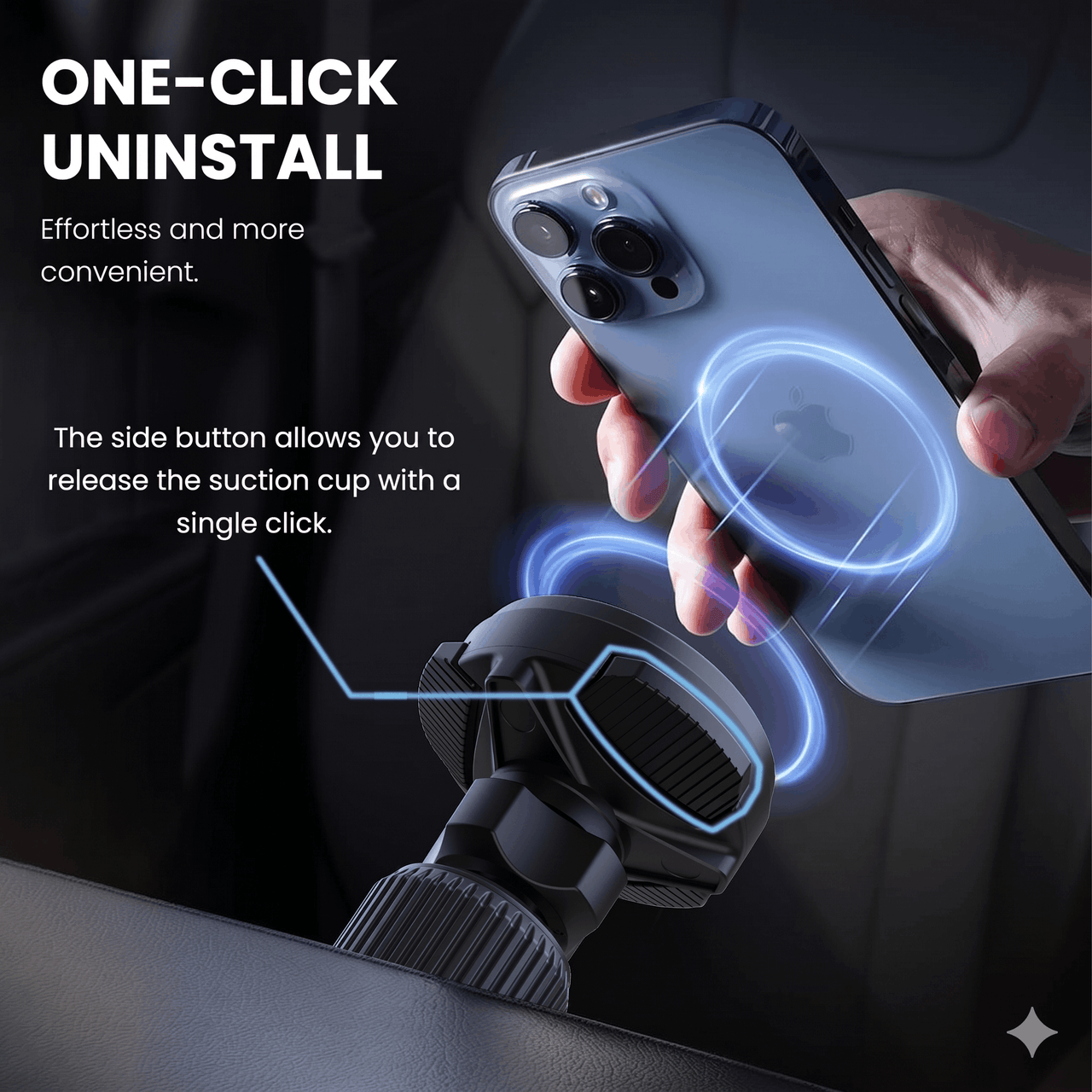 Magnetic Suction Cup Car Phone Mount Black — Windscreen & Dashboard Holder, Heavy-Duty Hold | Australian Stock