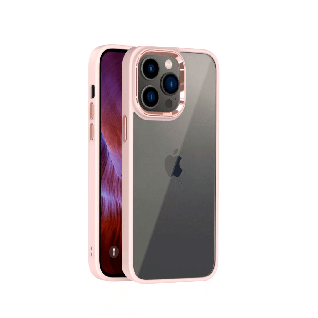 iPhone 14 Compatible Case Cover With Shockproof Metal Camera Lens And Protection - Pink