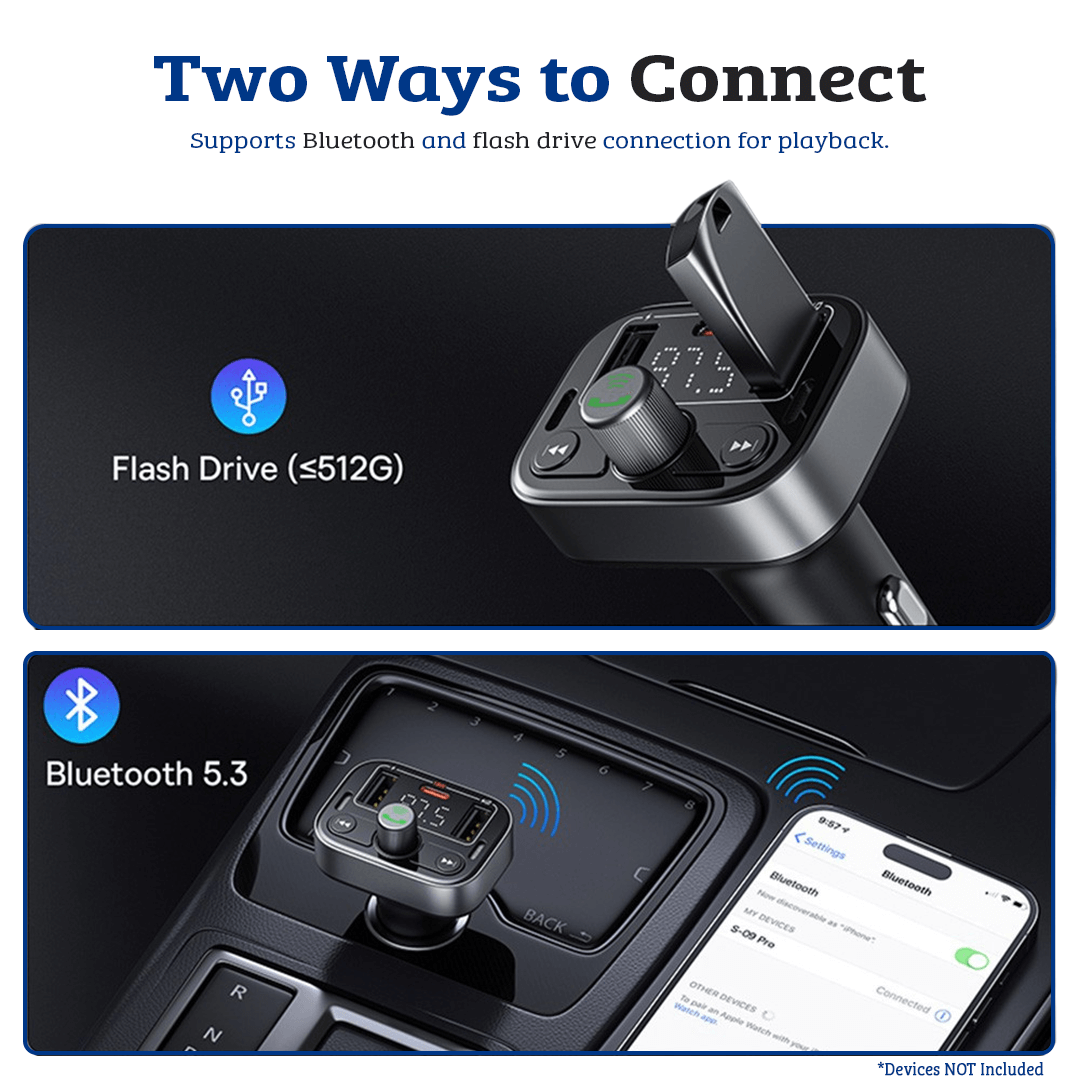 Car FM Transmitter: Streamlined Connectivity and Versatile Charging Hub