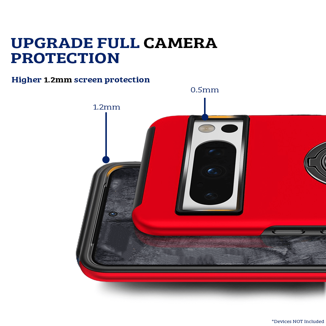 Google Pixel 8 Pro Compatible Premium Magnetic Ring Holder Shockproof Case Cover - Red
