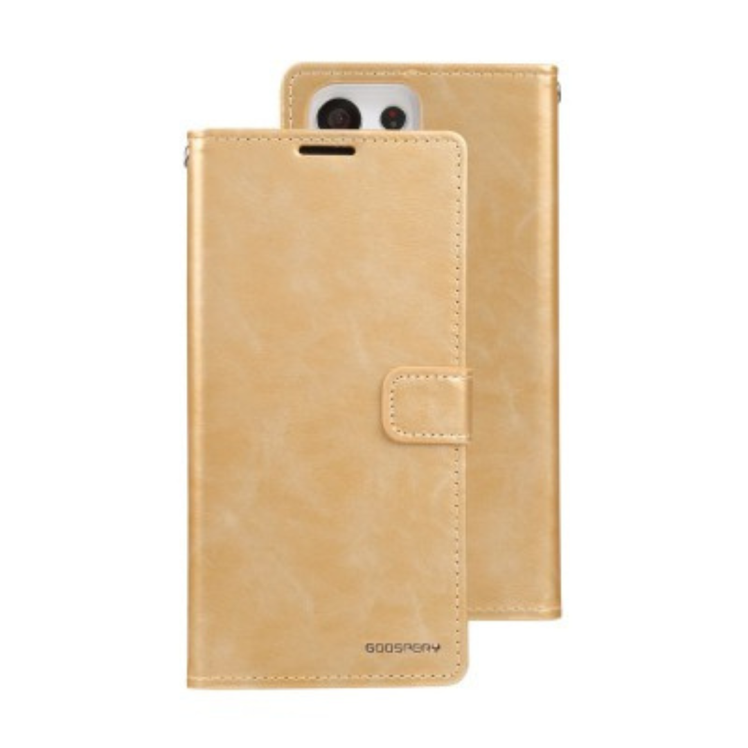 Samsung Galaxy S23 Ultra Compatible Case Cover With Blue Moon Diary - Gold