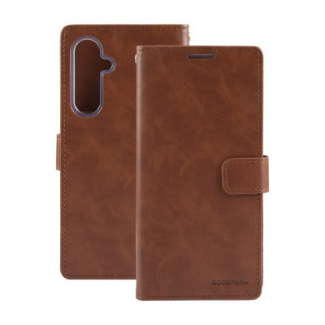 Samsung Galaxy S23 FE Compatible Case Cover With Blue Moon Diary - Brown