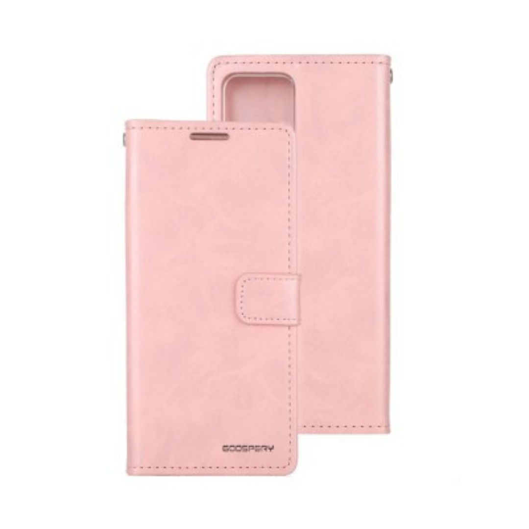 iPhone 15 Pro Flip Diary Case Cover with Card Holder - Convertible to Media Stand, Magnetic Clasp Closure, Drop Tested, Soft and Strong PU Leather with Front Screen Cover - Rose Gold