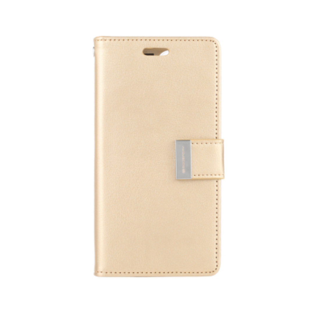 iPhone XS Compatible Case Cover With Rich Diary for Stylish Protection - Gold