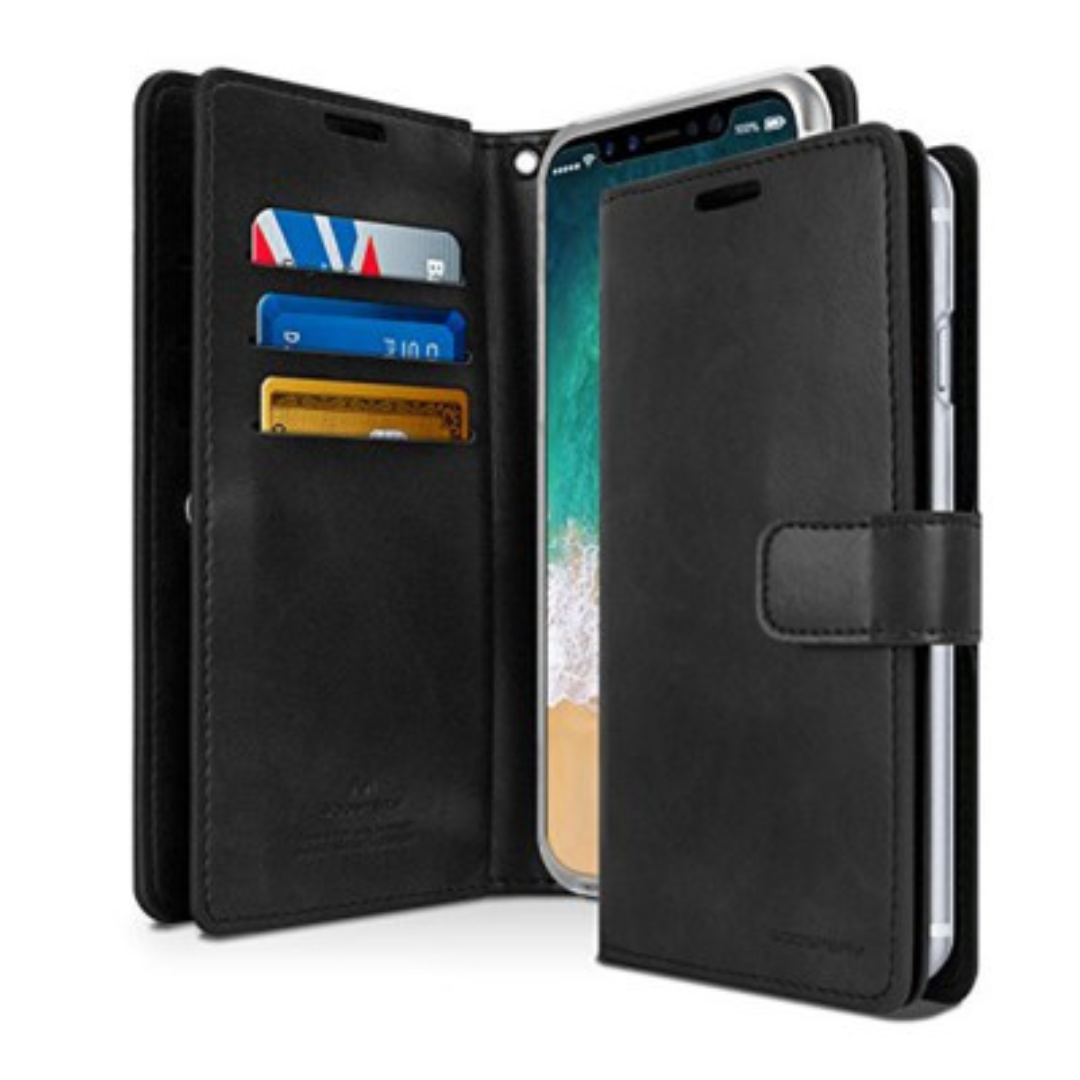 iPhone XS Compatible Case Cover With Premium Mansoor Diary Wallet - Black