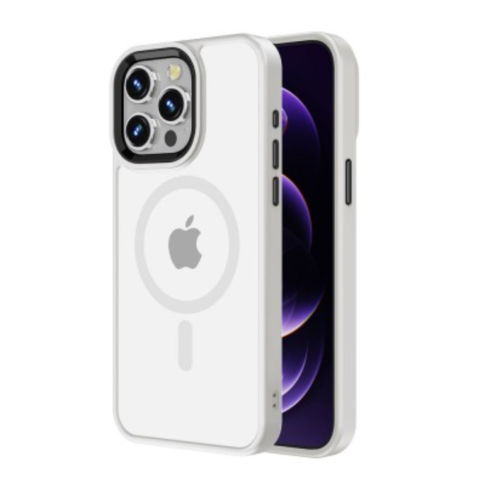 iPhone 11 Compatible Case Cover With Metal Camera Lens Protection And Compatible With MagSafe Technology  - White