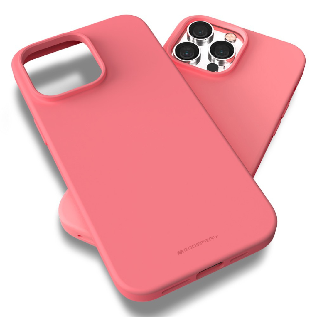 iPhone 15 Pro Soft Silicone Jelly Case Cover - Long Lasting With Shock &Drop Protection, And Screen & Camera Lens Guard-Pink