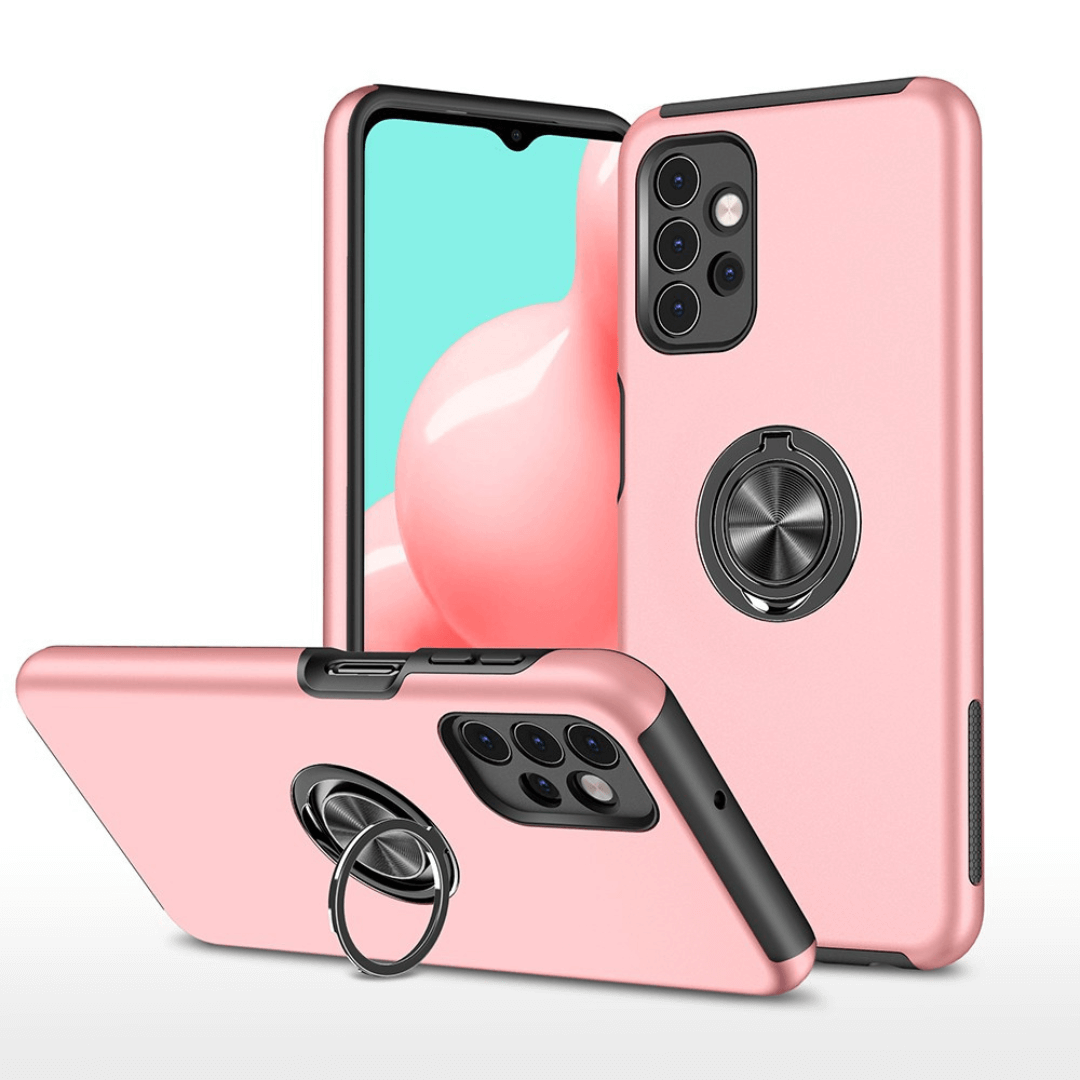 Samsung Galaxy A32 5G Compatible Case Cover With Shockproof And Magnetic Ring Holder - Pink