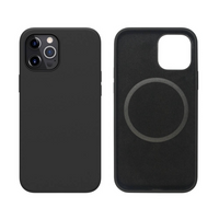 Thumbnail for iPhone 12 Pro Max Compatible Case Cover With Liquid Silicone Magnetic Ring With MagSafe Technology-Black