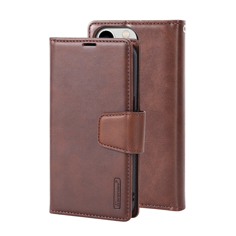 iPhone 13 Pro Max Compatible Case Cover With 2 in 1 Detachable Magnetic Flip Leather Wallet - Brown