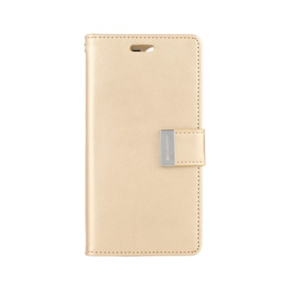 iPhone 13 Pro Compatible Case Cover With Rich Diary - Gold