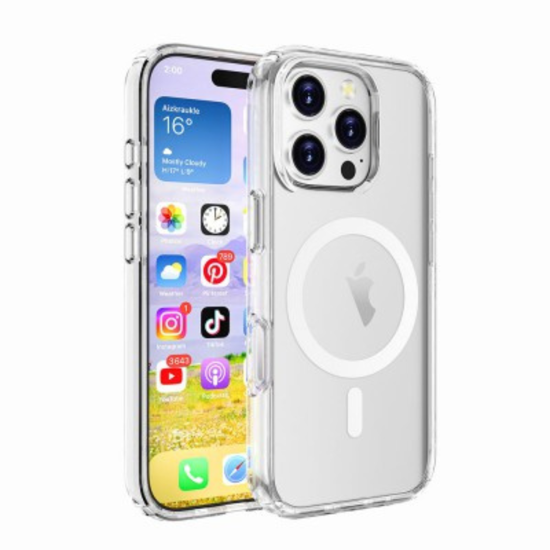 iPhone 16 Pro Transparent Shockproof Case Cover: Tough Protection, Scratch-Resistant And MagSafe Compatible -  Transparent