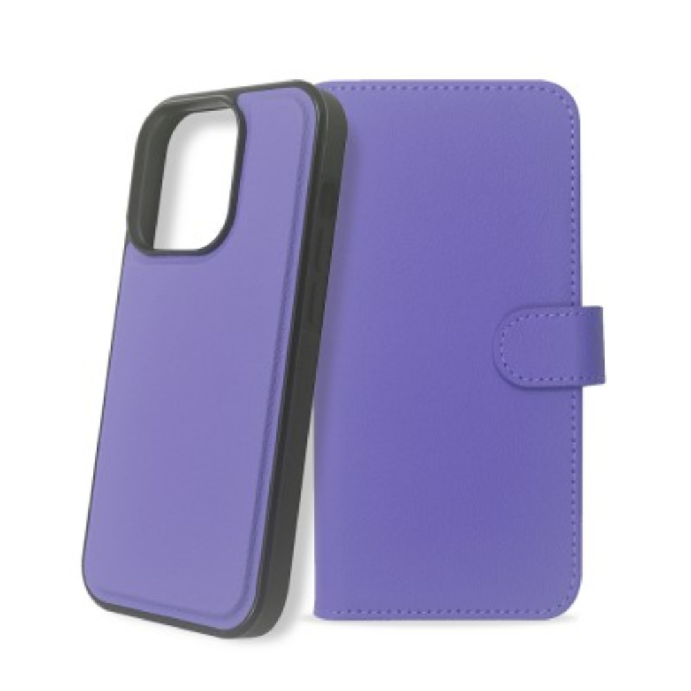 iPhone 14 Pro Compatible Case Cover With 2 in 1 Detachable Magnetic Flip Leather Wallet - Violet