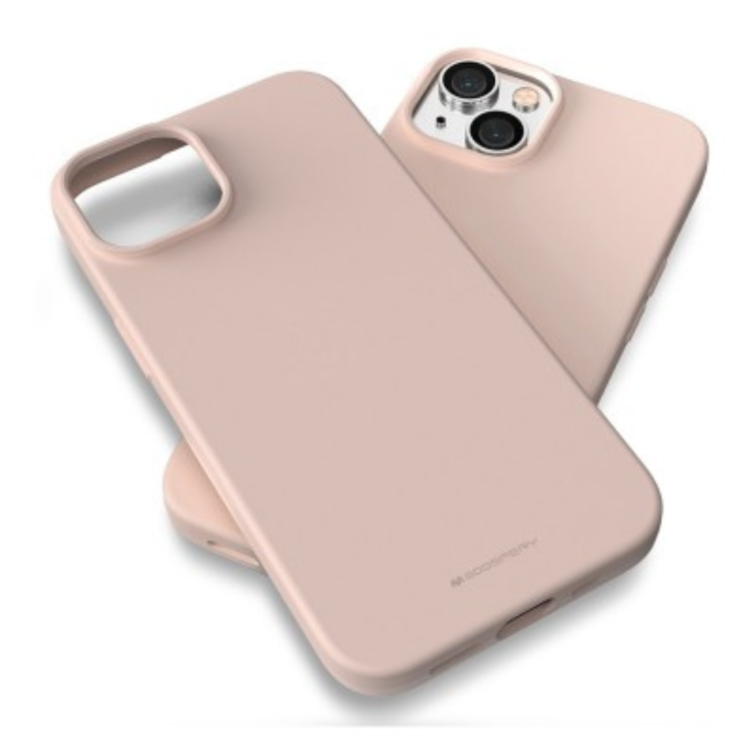 iPhone 16 Soft Silicone Jelly Case Cover: Long Lasting With Shock & Drop Protection, And Screen & Camera Lens Guard - Pink Sand