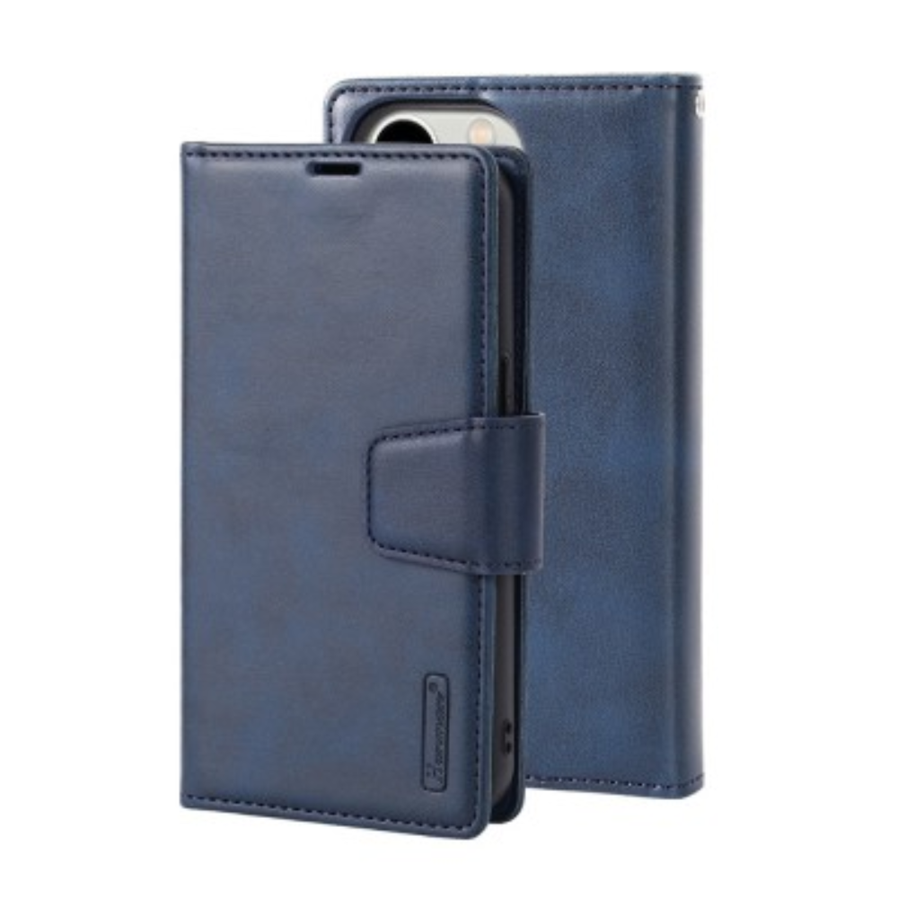 iPhone 13 Pro Compatible Case Cover With 2 in 1 Detachable Magnetic Flip Leather Wallet - Navy