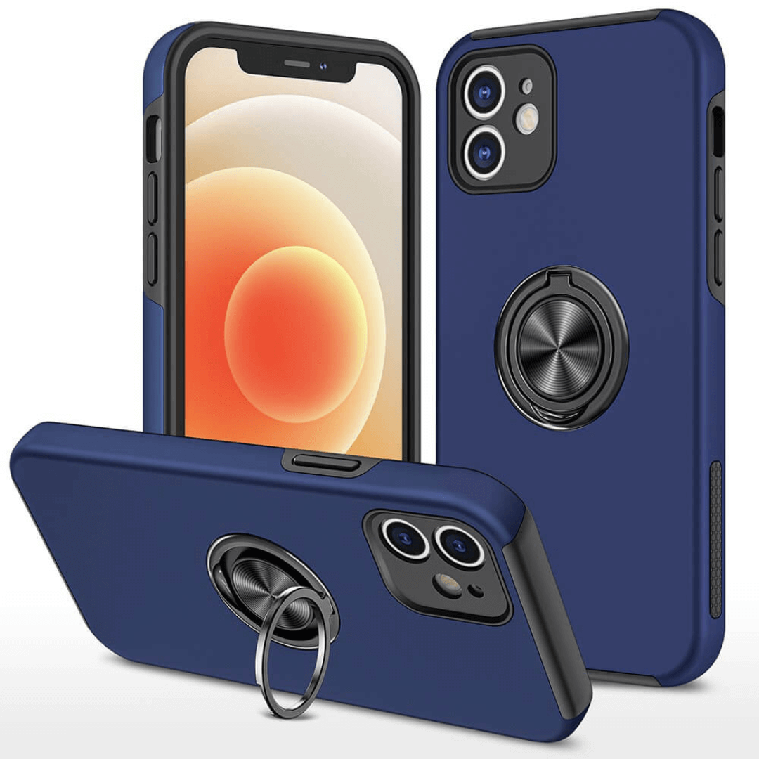 iPhone 12 Compatible Case Cover With Shockproof  Magnetic Ring Holder - navy