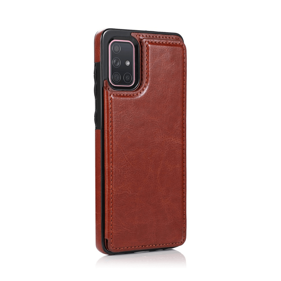 Samsung Galaxy A71 5G Compatible Case Cover With Leather Wallet - Brown