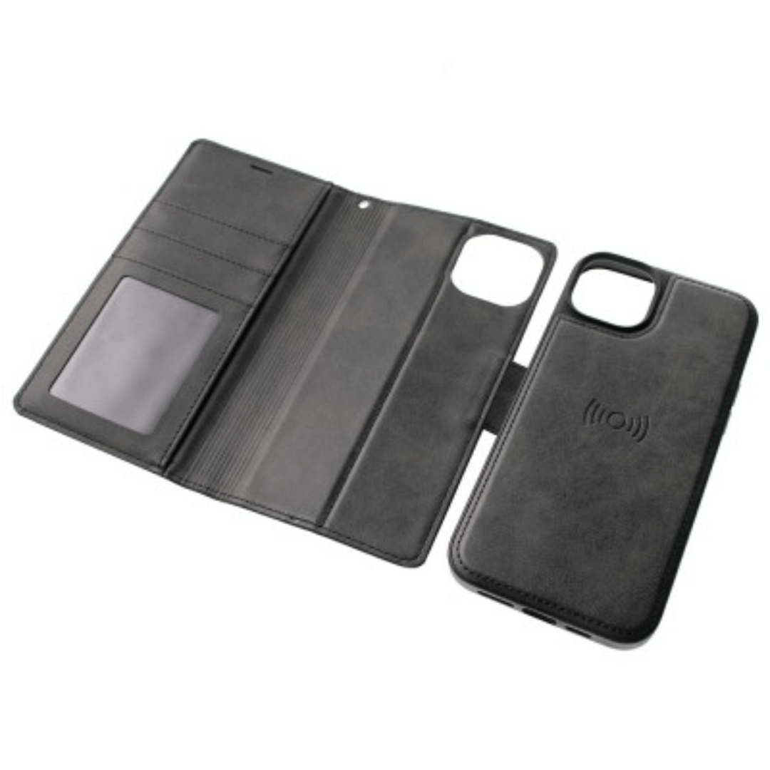 iPhone 14 Plus Compatible Case Cover With 2 In 1 Detachable Magnetic Flip Leather Wallet  - Navy