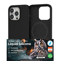 Thumbnail for iPhone 16 Pro Max with a soft, impact-resistant liquid silicone case that's stain-proof, MagSafe compatible, and offers reliable drop protection. - Black