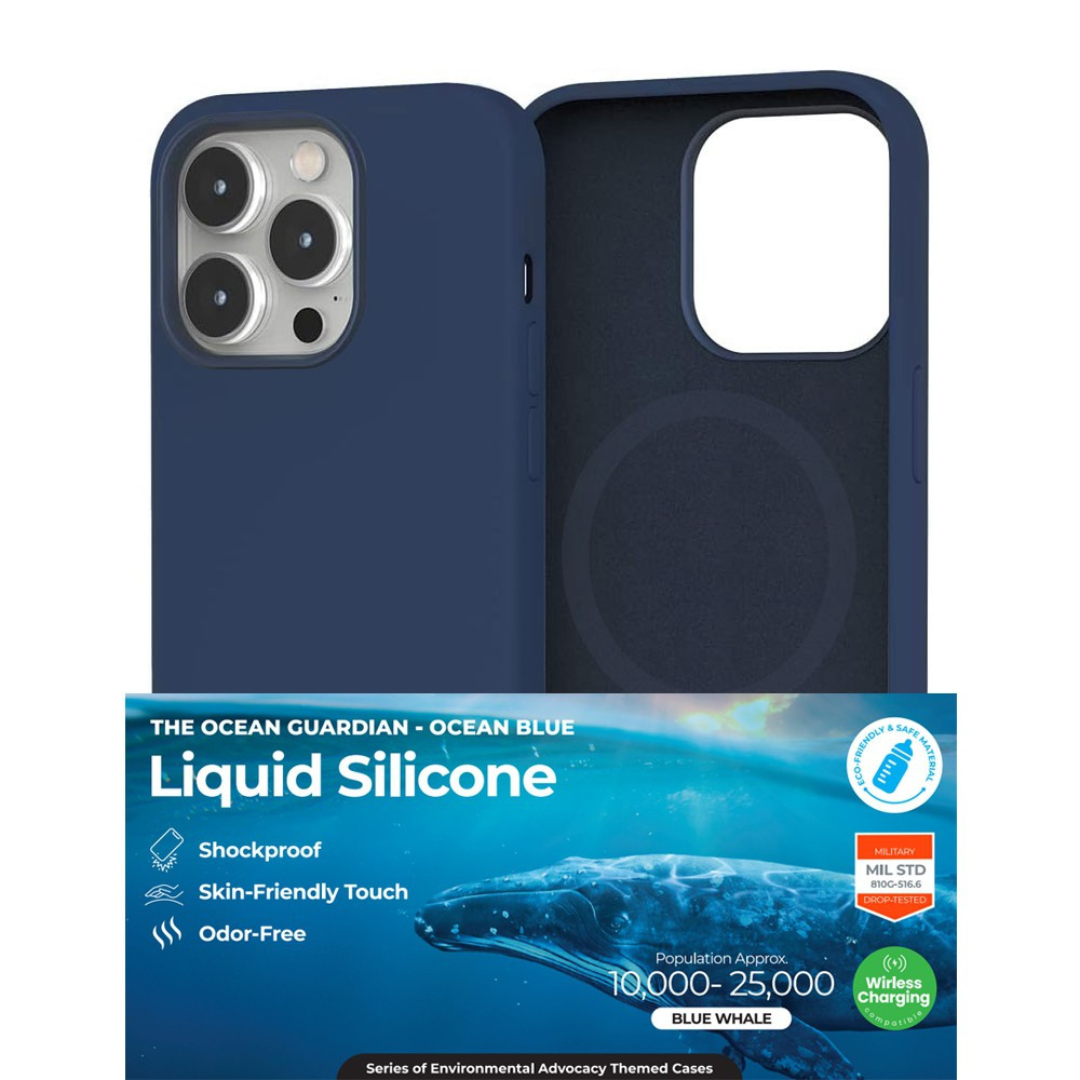 iPhone 16 Pro Max Impact-Resistant Case Cover With Non-Toxic Liquid Silicone: Soft, Stain-Proof And MagSafe Compatible - Navy