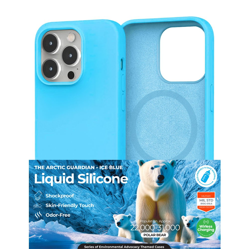 iPhone 15 Plus Impact-Resistant Case Cover With Non-Toxic Liquid Silicone - Soft, Stain-Proof And MagSafe Compatible - Light Blue