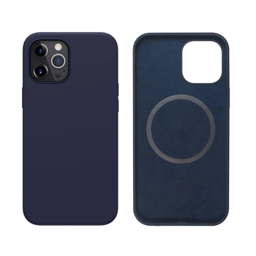 iPhone 12 Compatible Case Cover With Liquid Silicone Magnetic Ring With MagSafe Technology-Navy